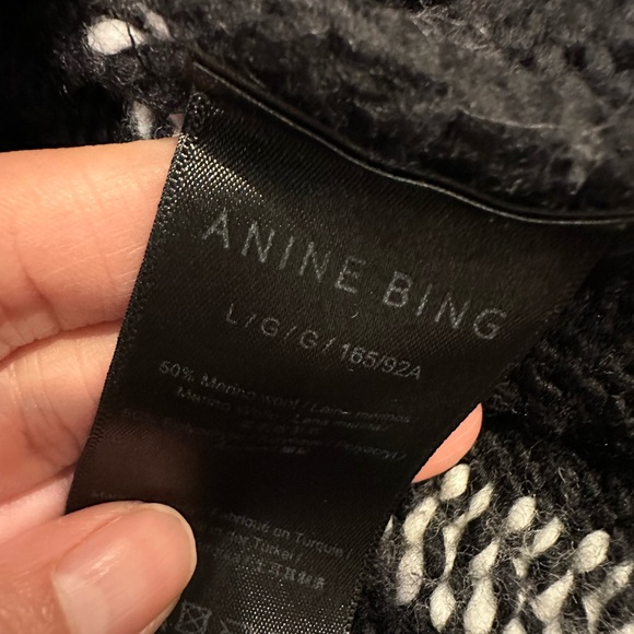 ANINE BING Kurt Cardigan Black & White Plaid Large - Picture 16 of 16